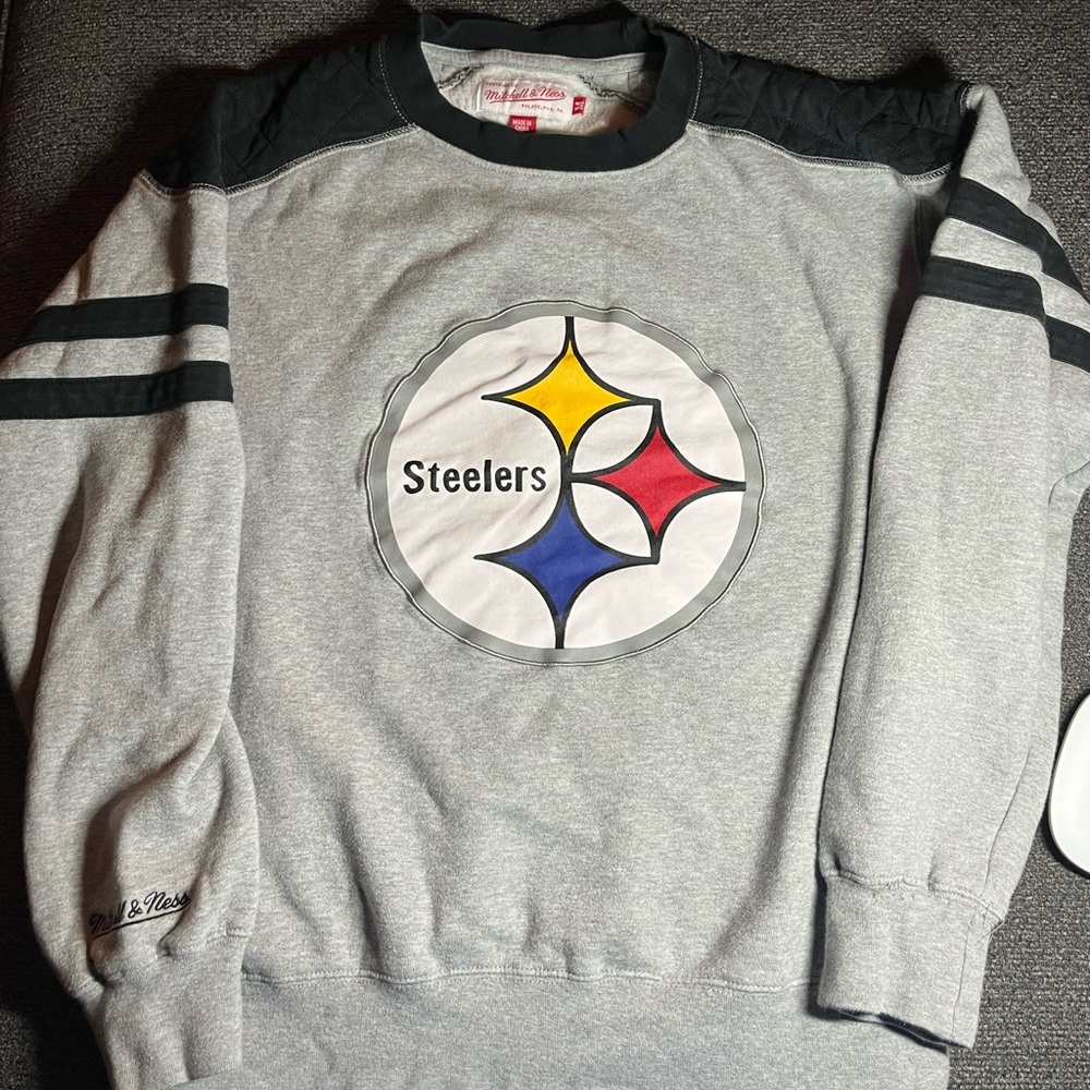 Mitchell & Ness Pittsburgh Steelers Throwback Sweatshirt Gray Black NFL size M